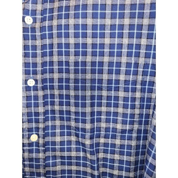 Cremieux Classics Mens Button Down Large Casual Long Sleeve Shirt Blue and Gray - Picture 5 of 11